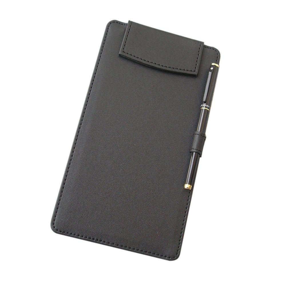 A6 Ultra Smooth PU Leather Clipboard, Business Meeting Conference Magnetic Writing Pad, A6 File Paper Clip Board Pad, Hotel Guest Room Paper Holder Hardboard with Pen Holder Loop