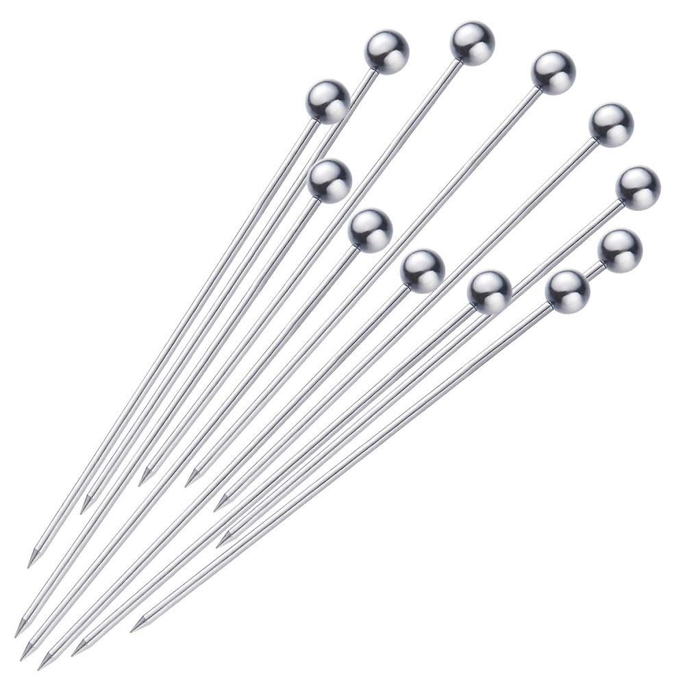 Cocktail Picks 304 Stainless Steel Martini Olive Skewers Reusable Sticks Starter Toothpicks Fruit Stick, Perfect for Party Home