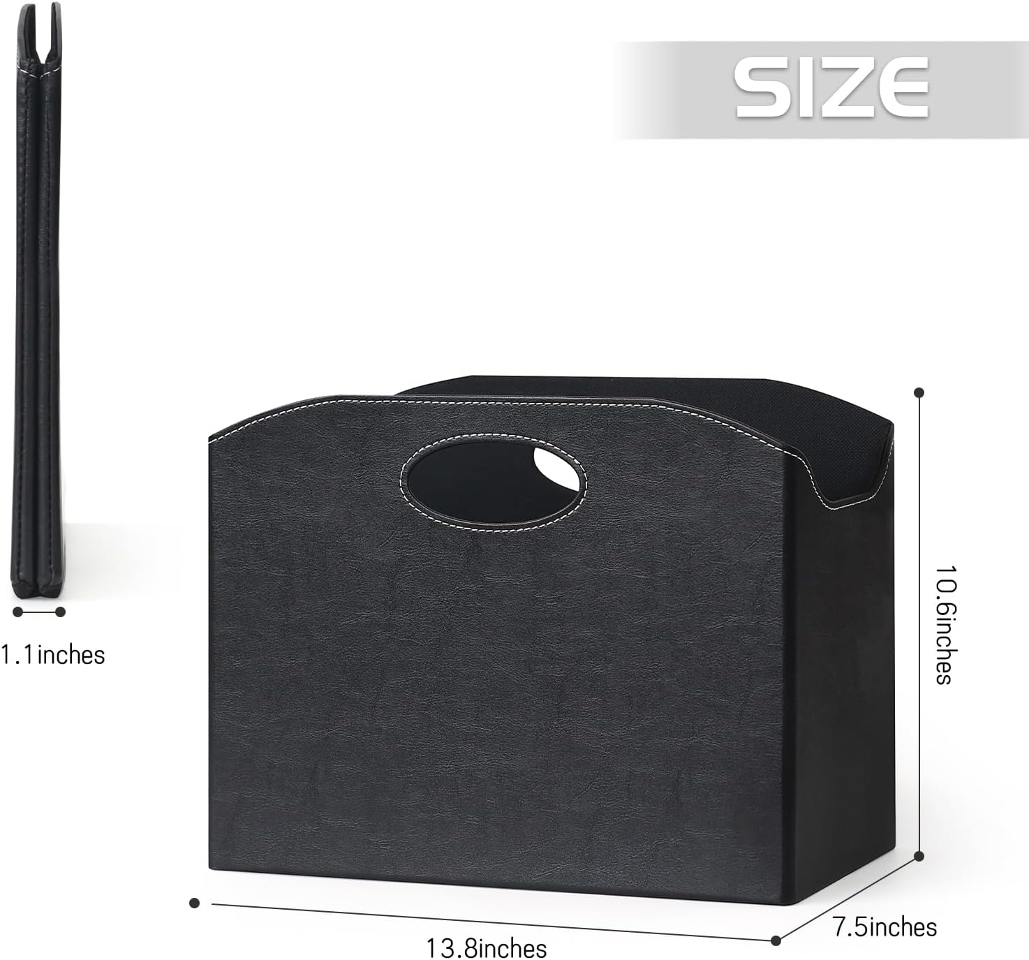 Magazine Holder Foldable Magazine Rack Floor PU Leather File Holder Newspaper Book Storage Basket Document File Folder Organiser for Office Home