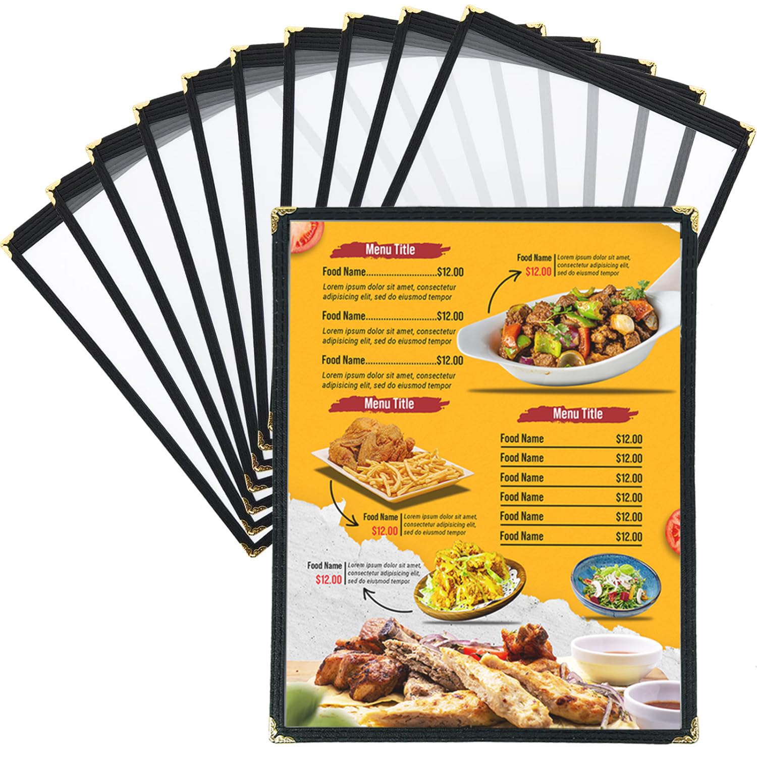 Divris Restaurant Menu Sleeve, Menu Holder, Cafe Bar Beverage Menu Folder, Clear PVC Menu Folder: 2 View