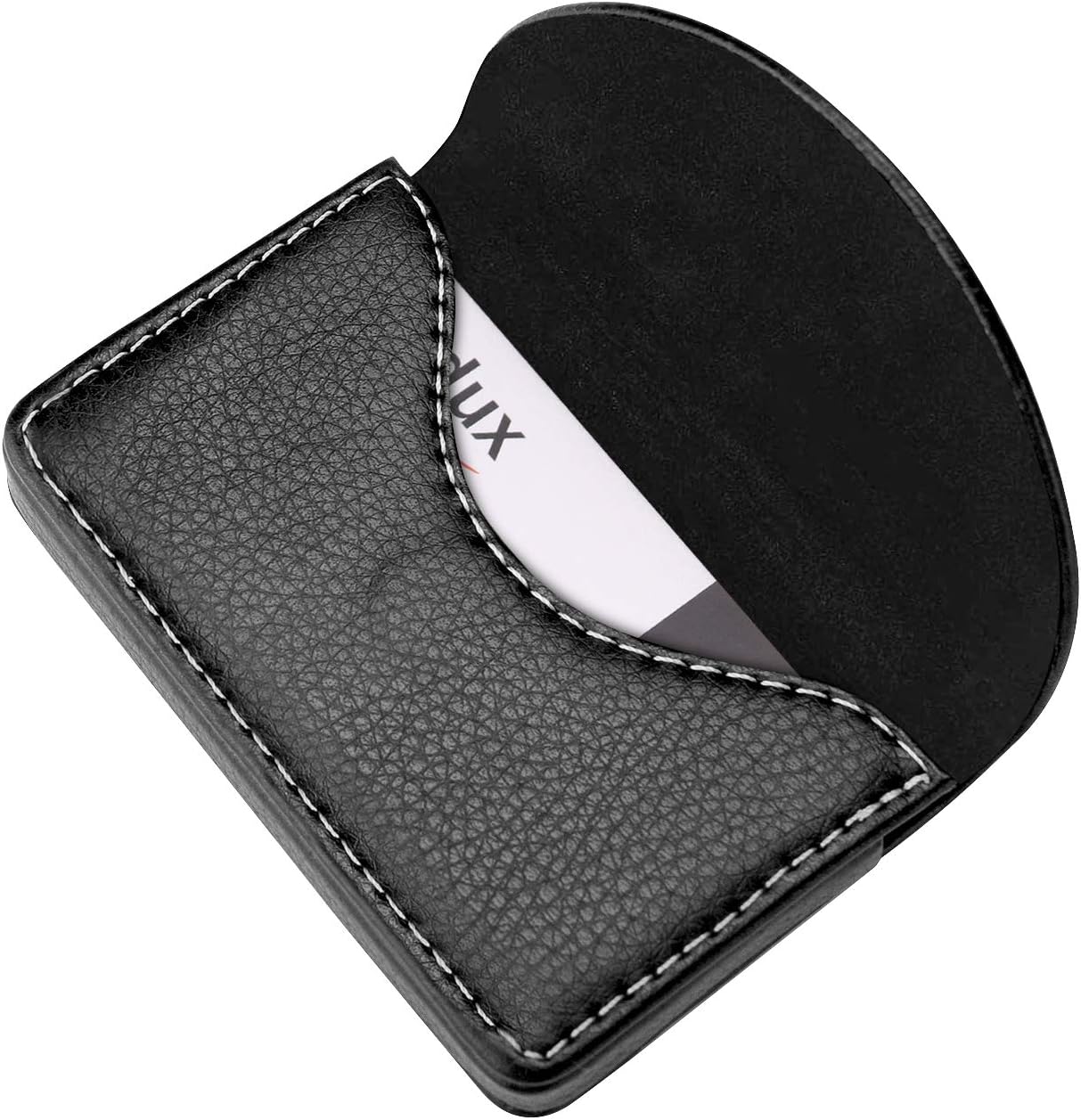 Leather Business Card Holder for Men or Women Pocket Business Card Wallet Name Card Case Holder with Magnetic Shut, Holds 25 Business Cards