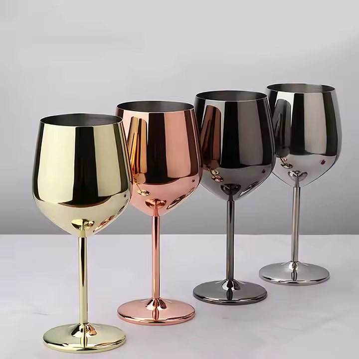 Wine Glasses, Shatter Proof Red Coated Steel Unbreakable Wine Glass Goblets, Gift for Men and Women, Party Supplies - 350 ml
