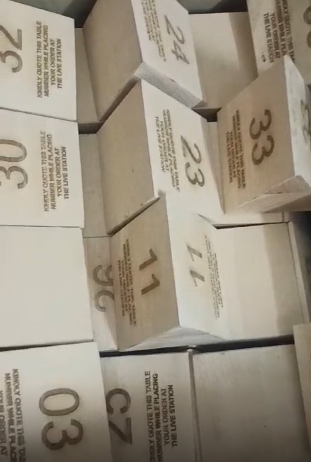 Wooden Table Number (1-50 Number Set) Beech Wood