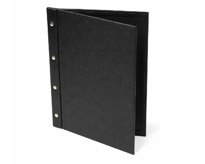 Restaurant Leather Menu Covers Holders External screw fitting, Menu Presenters for Restaurants, Menu Holder: BLACK
