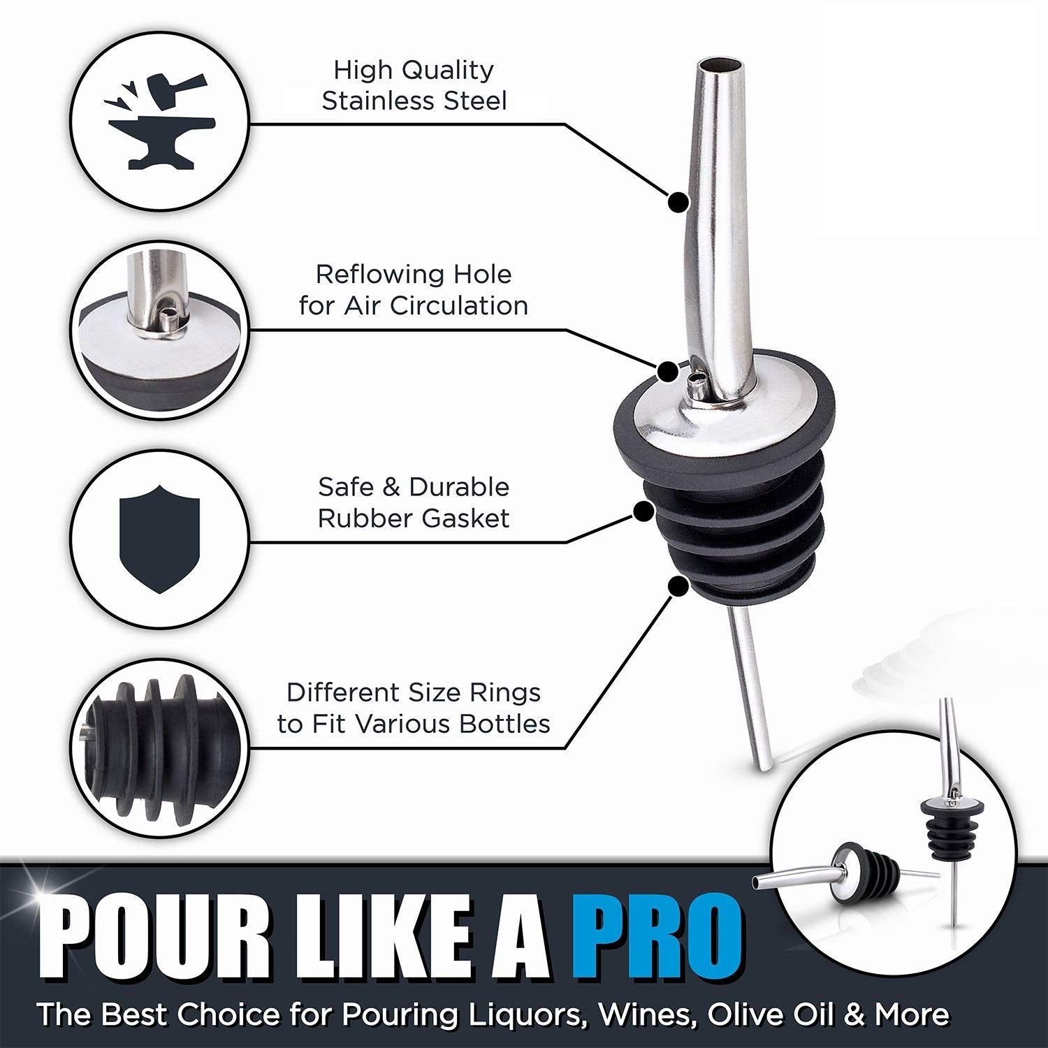 Stainless Steel Bottle Pourers Spouts