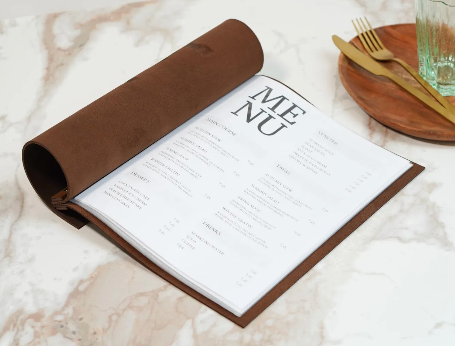 Premium Leather Menu Cover – Professional Restaurant, Hotel & Café Menu Folder for Food, Drink & Wine Lists: A4
