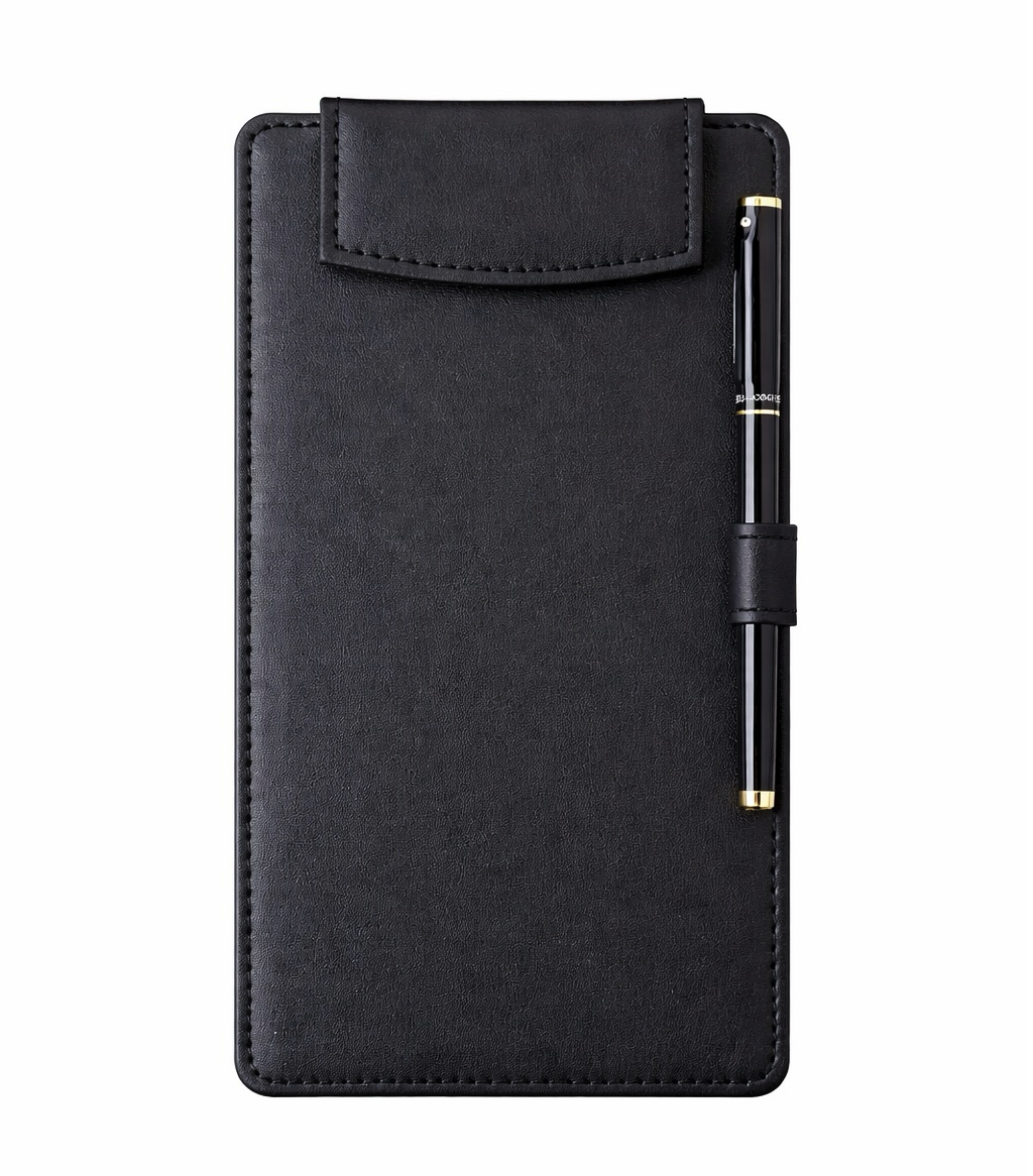 A6 Ultra Smooth PU Leather Clipboard, Business Meeting Conference Magnetic Writing Pad, A6 File Paper Clip Board Pad, Hotel Guest Room Paper Holder Hardboard with Pen Holder Loop