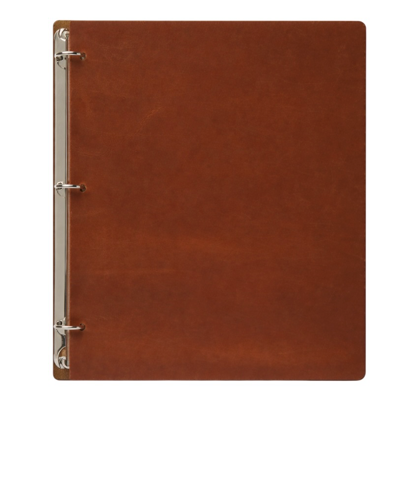 Divris Wooden Menu Cover with Dark Brown PU Leather Flap