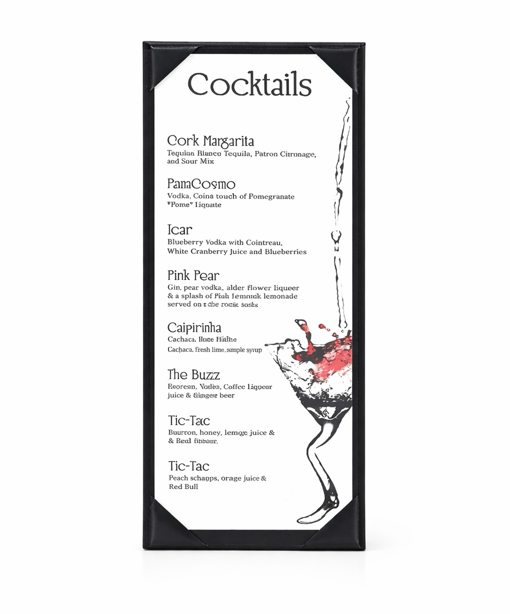 Single View Menu Covers Leather Menu Pad for Restaurant, Bar Cocktail Pad, Lounge Pad, Beverage List, Drink List, Wine List, Breakfast Menu