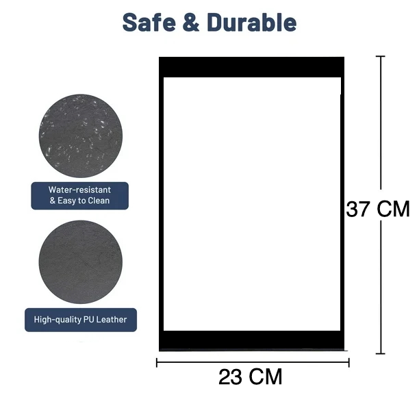 Premium Black Leather Menu Pad 37×23 cm – Waterproof Restaurant Menu Holder | Front-Loading Menu Cover for Cafés, Bars, Hotels & Fine Dining | Durable, Easy-Clean, Elegant Menu Presenter: 37x23 cm