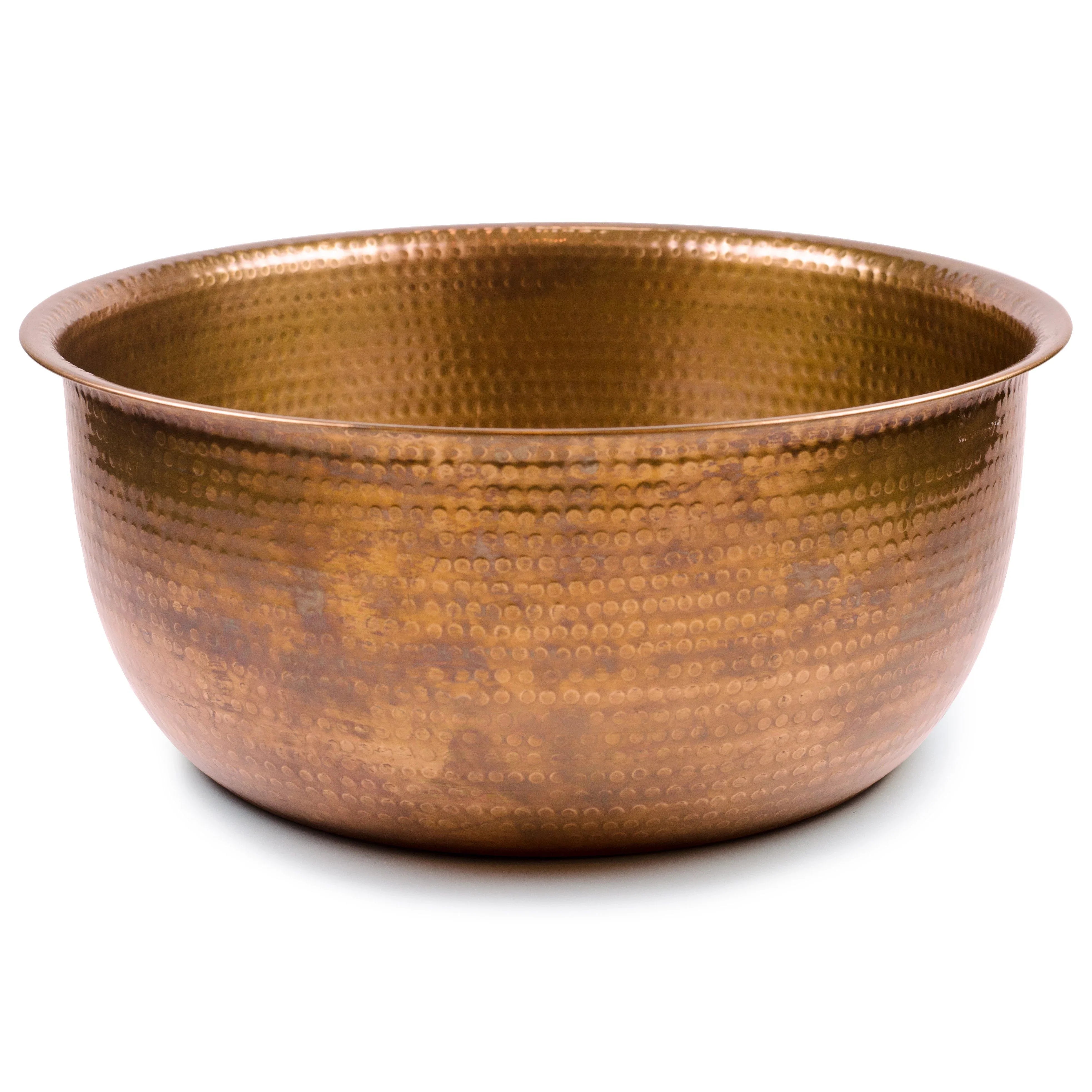 Pure Copper Antique Hammered Pedicure Bowl, Dia: 16"