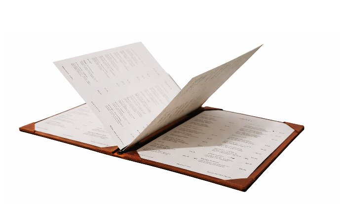 Premium  PU Leather Menu Cover with String Fitting with 8 Corners – Professional Restaurant, Hotel & Café Menu Folder for Food, Drink & Wine Lists: A4