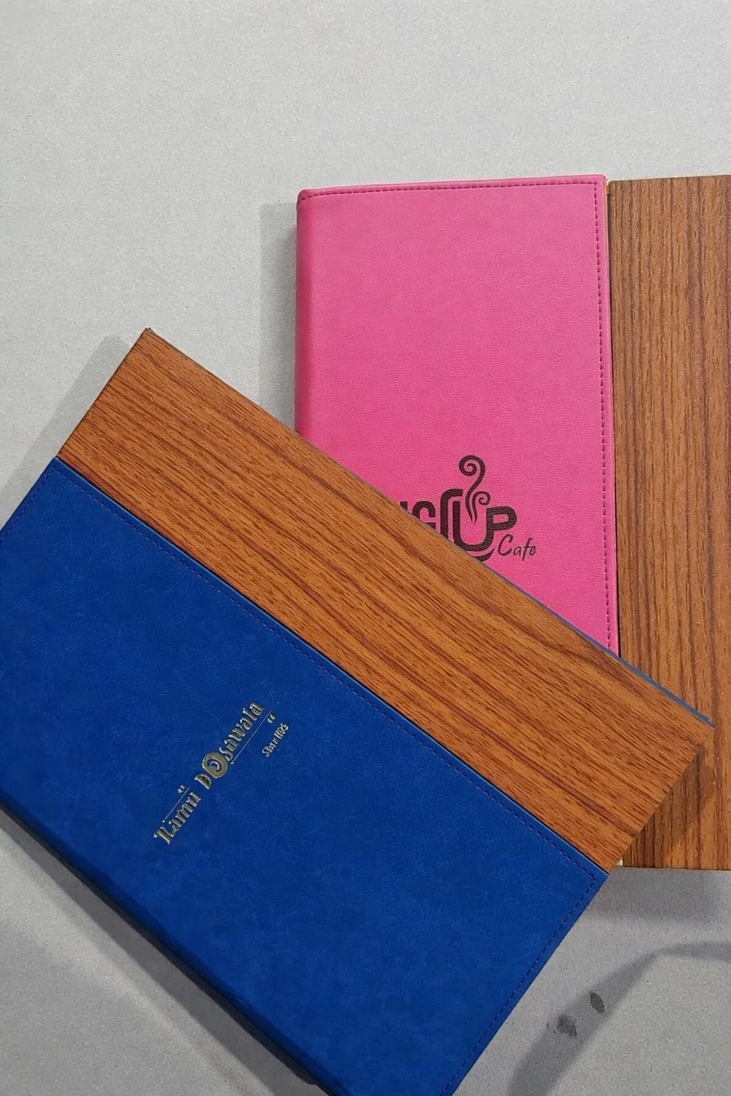 Divris Wooden Menu Cover with Half Leather design : 50 Pcs Pack