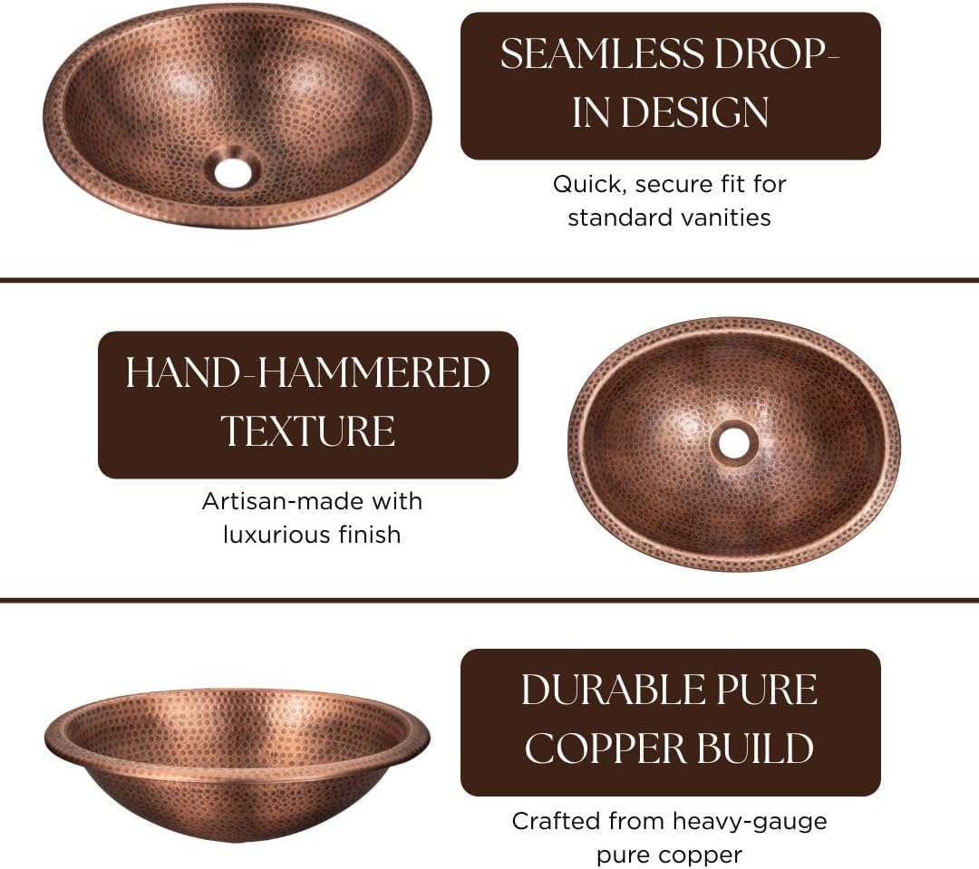 Antique Oval Copper Basin - 5 Pcs Set