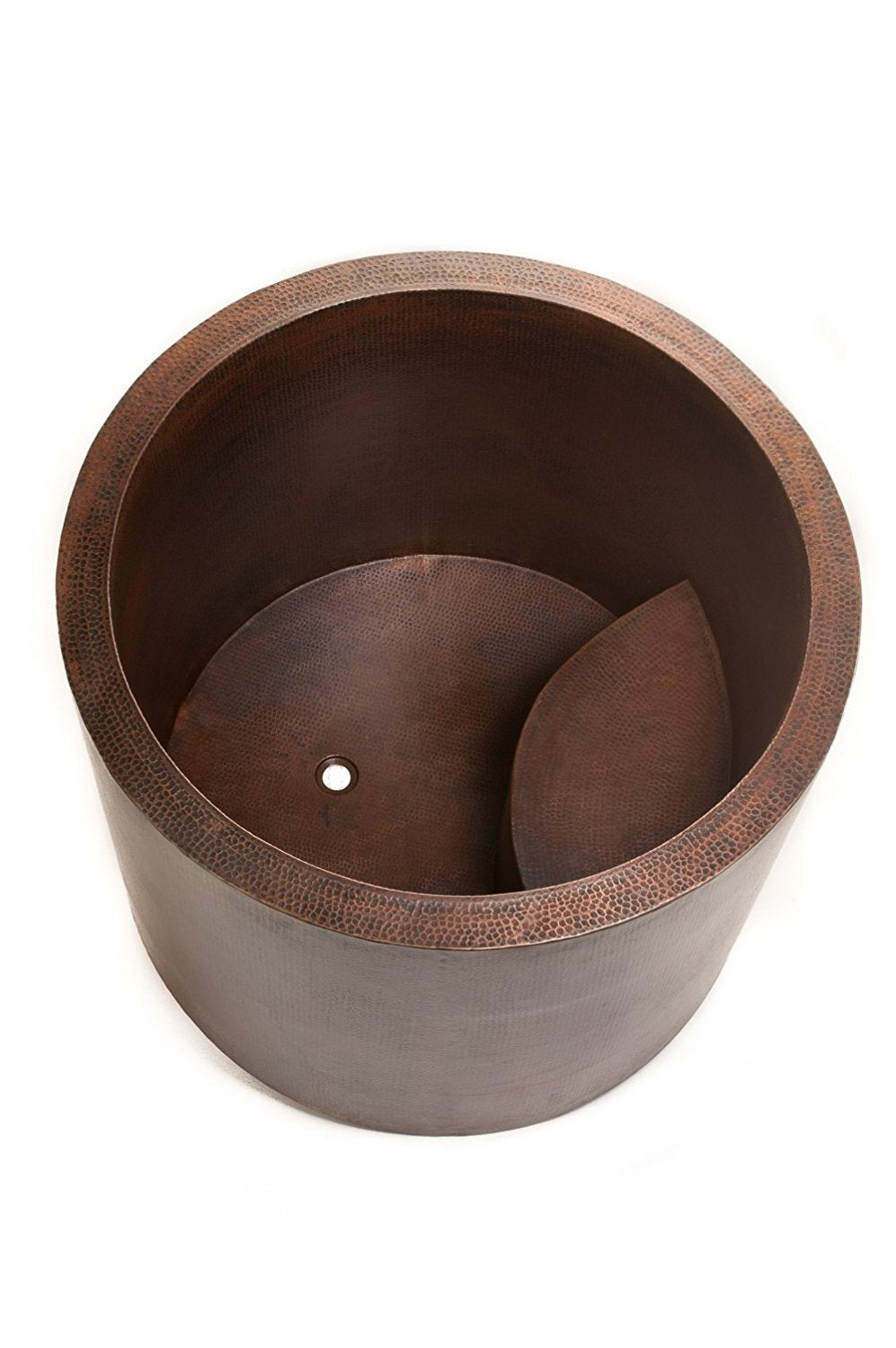 Round Japanese Soaking Style Antique Finish Copper Bathtub