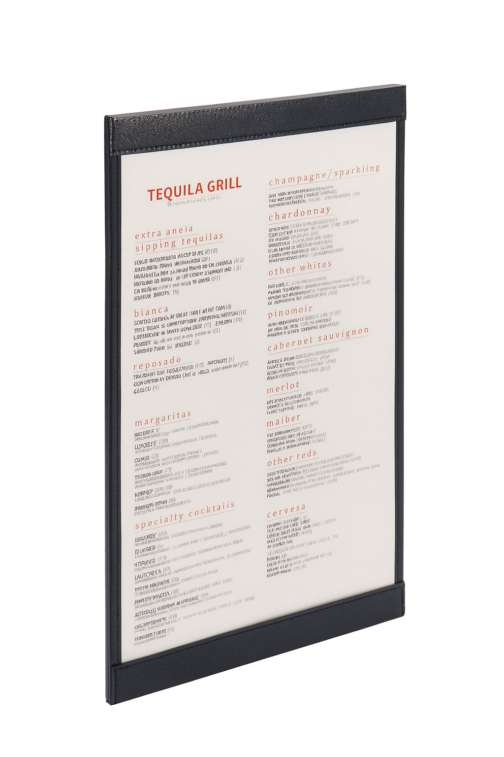 Premium Black Leather Menu Pad 37×23 cm – Waterproof Restaurant Menu Holder | Front-Loading Menu Cover for Cafés, Bars, Hotels & Fine Dining | Durable, Easy-Clean, Elegant Menu Presenter: 37x23 cm
