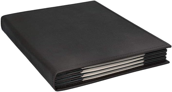 Restaurant Leather Menu Covers Folder 9x12" Inches, 7 panel 12 view folder: Black
