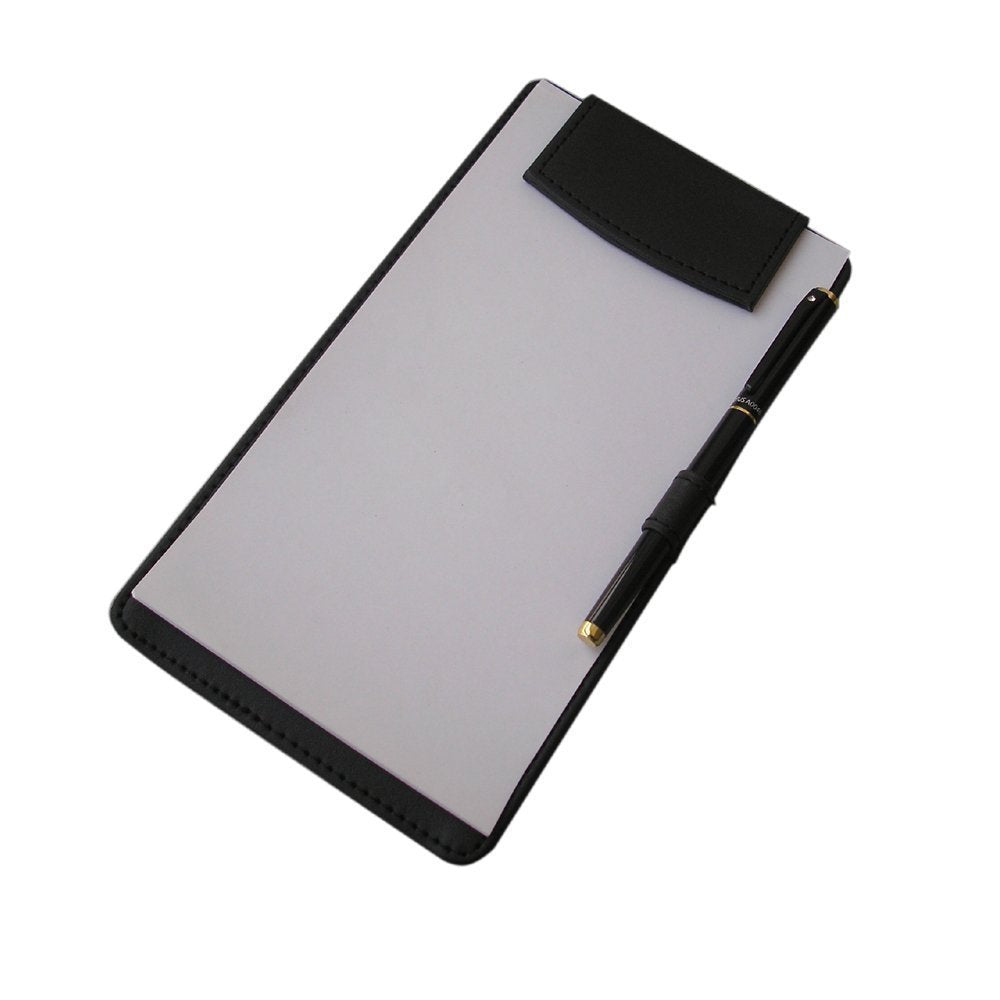 A6 Ultra Smooth PU Leather Clipboard, Business Meeting Conference Magnetic Writing Pad, A6 File Paper Clip Board Pad, Hotel Guest Room Paper Holder Hardboard with Pen Holder Loop