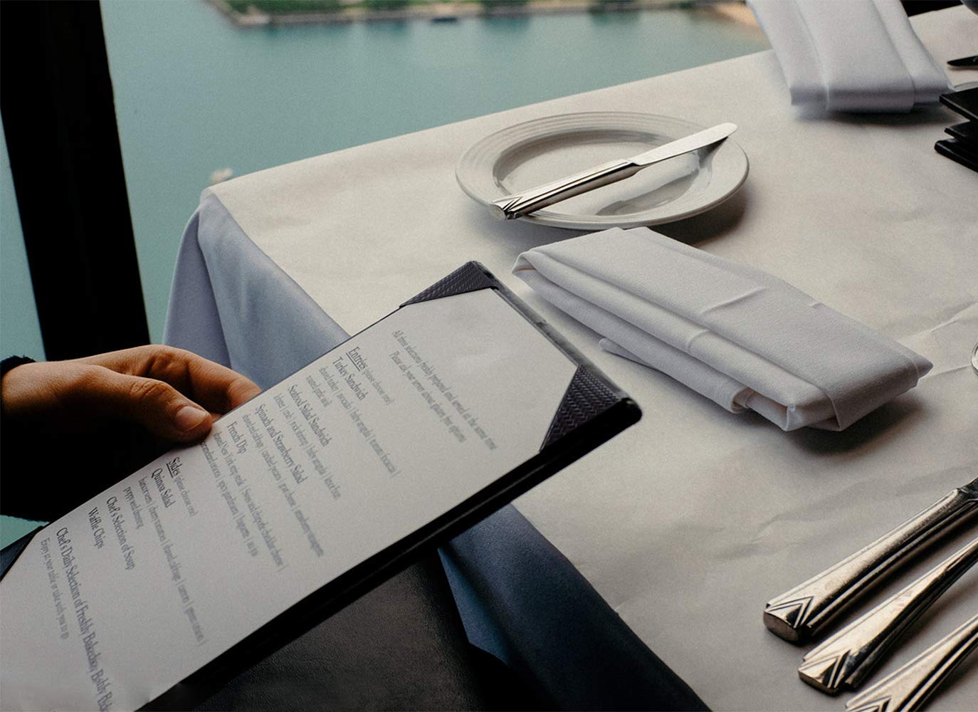 Book Style Double Fold Panel Menu Cover for Cafe, Restaurant Menu Covers, Juice and Beverage Folder