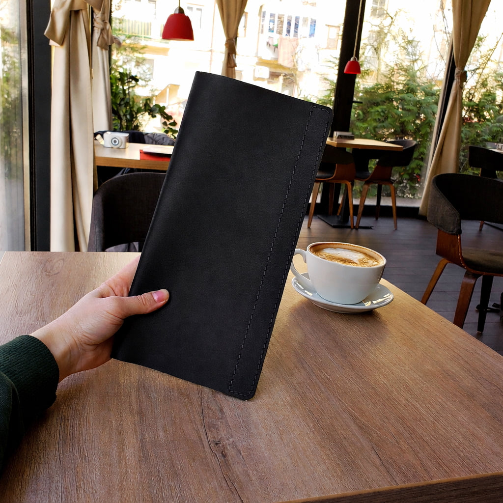 Wine List Folder Premium PU Leather Menu Cover for Bar and Cafe, Restaurant Menu Covers, Juice and Beverage Folder String fitting