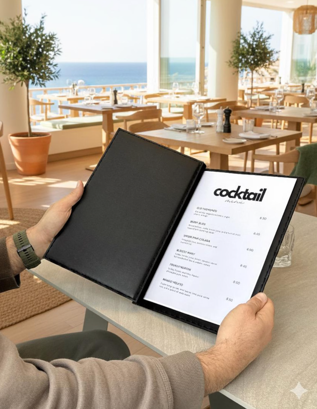 Premium Leather Menu Cover – Professional Restaurant, Hotel & Café Menu Folder for Food, Drink & Wine Lists: A4