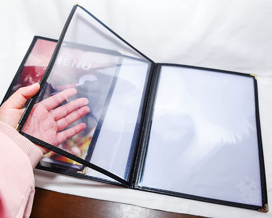 Divris PVC Restaurant Menu Cover, Menu Holder, Cafe Bar Beverage Menu Folder, Clear PVC Menu Folder: 6 View