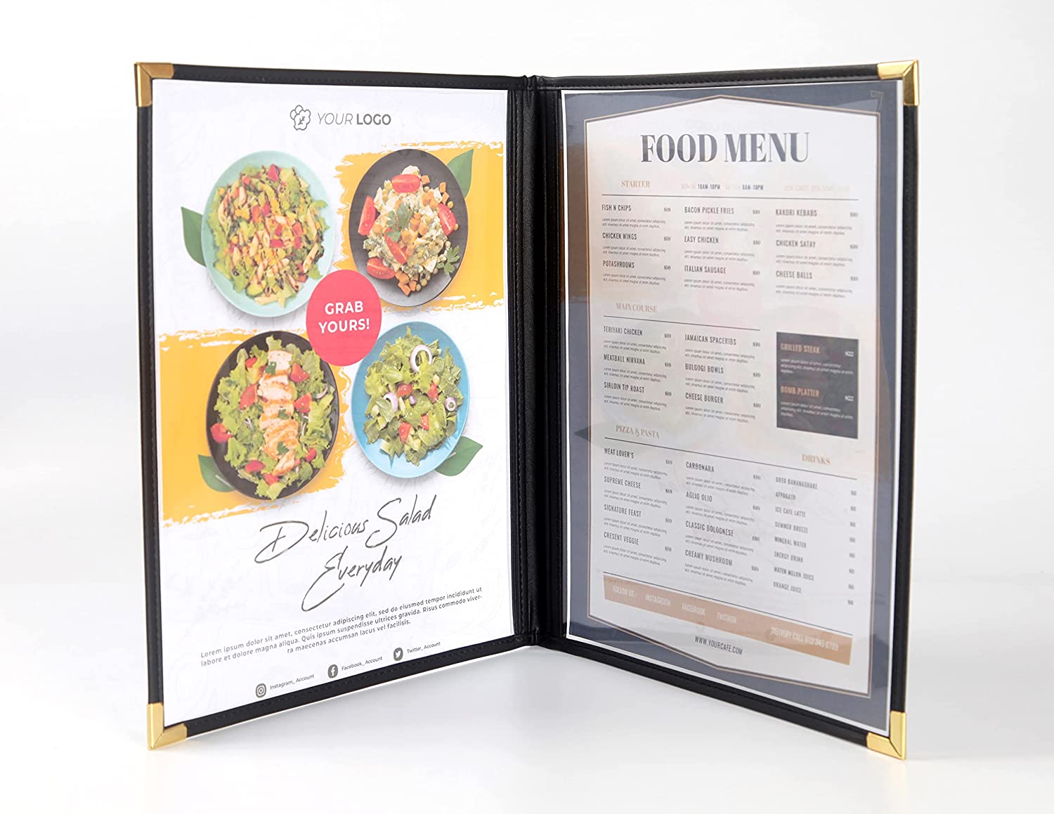 Divris PVC Restaurant Menu Cover, Menu Holder, Cafe Bar Beverage Menu Folder, Clear PVC Menu Folder: 6 View