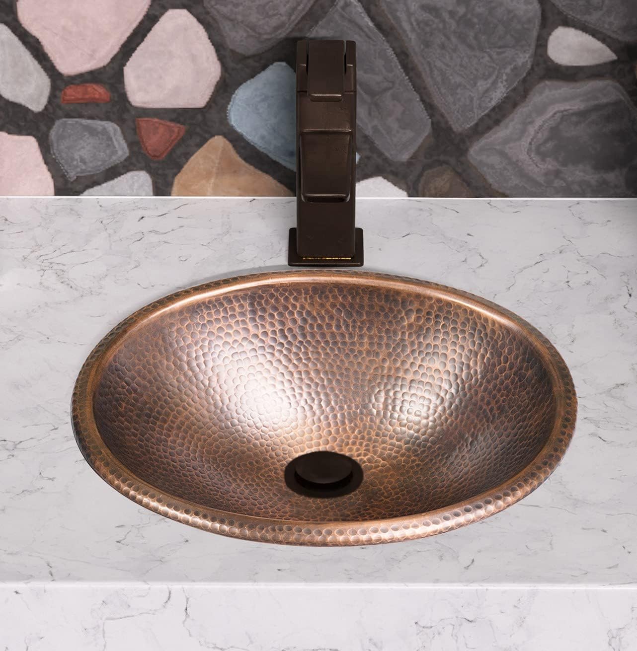 Antique Oval Copper Basin - 5 Pcs Set