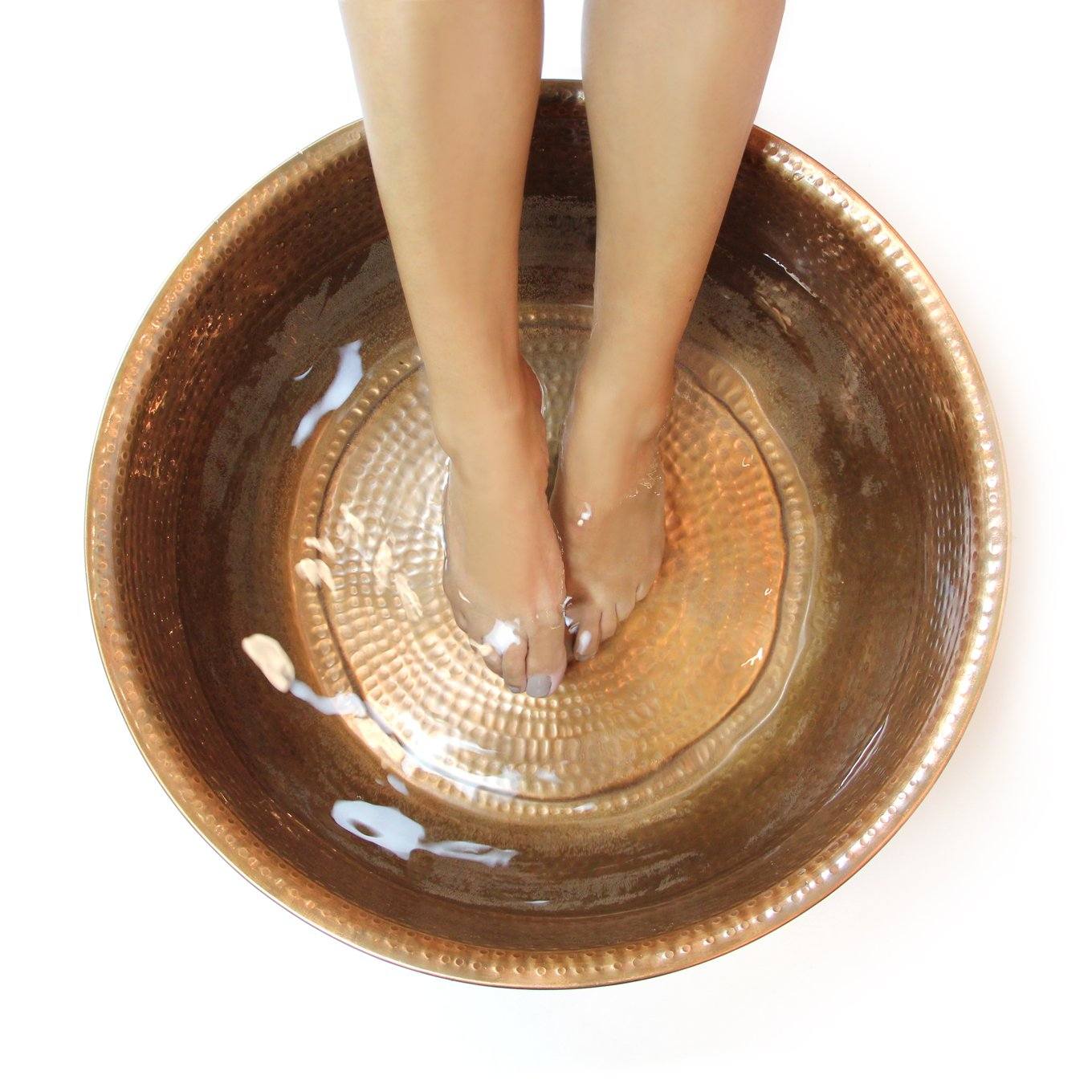 Pure Copper Antique Hammered Pedicure Bowl, Dia: 16"