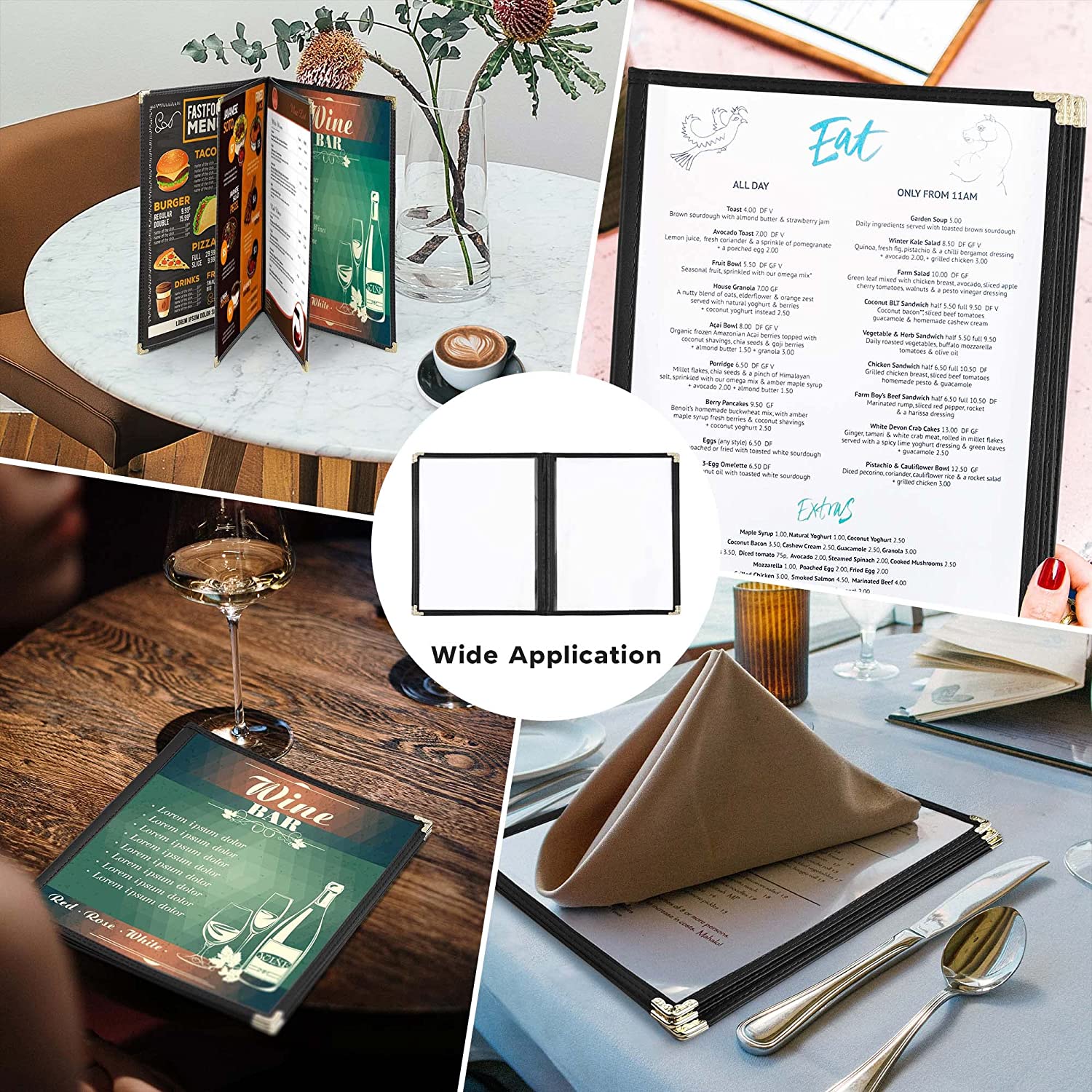 Divris PVC Restaurant Menu Cover, Menu Holder, Cafe Bar Beverage Menu Folder, Clear PVC Menu Folder: 8 View)