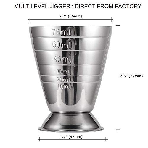 Divris Stainless Steel Multi Level Measuring Jigger Maximum 75 ml