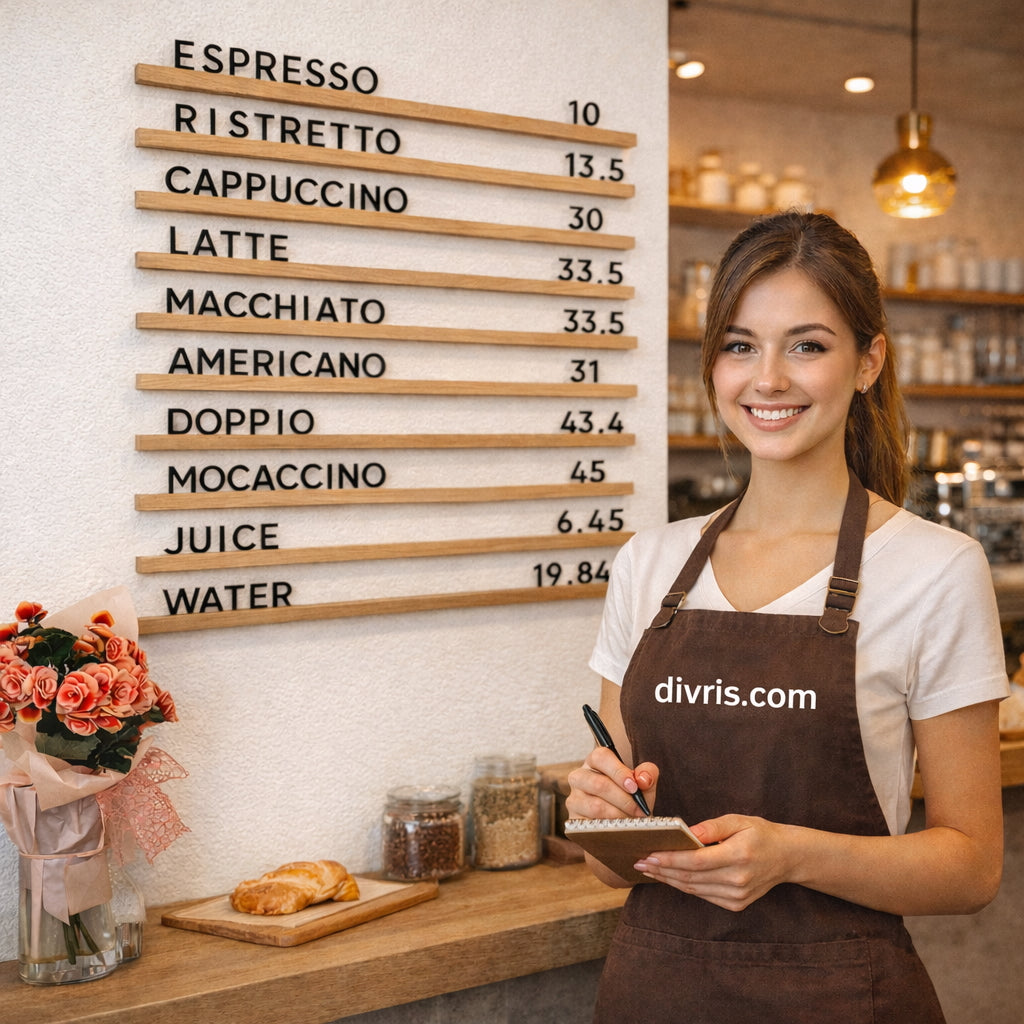 Menu Board, Wall menu, Changeable Letter Board, Cafe Menu Holder, Bakery Menu, Hanging Cafe Menu Sign, Pine Wood Menu Rails: (10 Wooden Rail with 400 Letters)