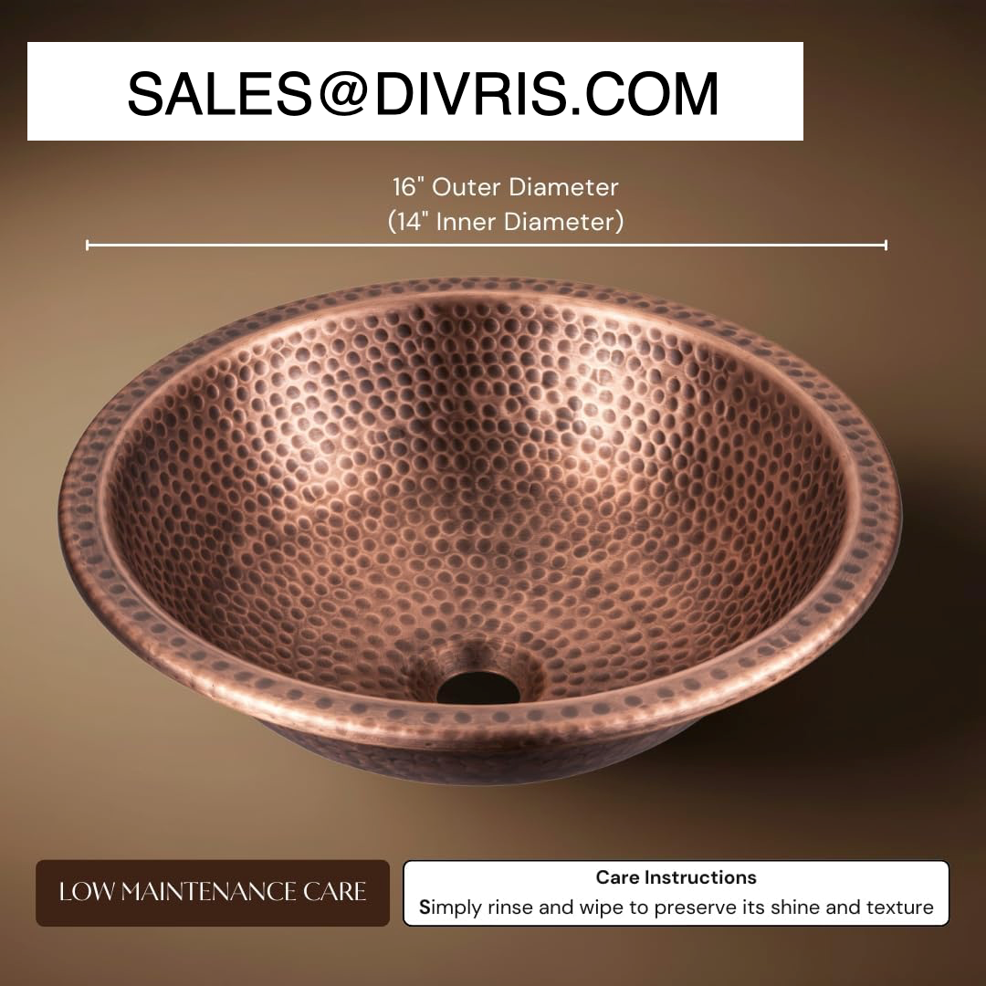 Antique Copper Round Basin - 5 Pcs Set