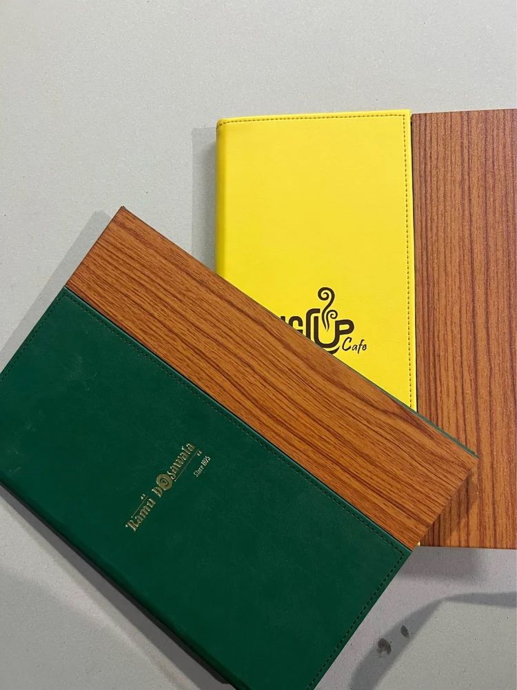 Divris Wooden Menu Cover with Half Leather design : 50 Pcs Pack