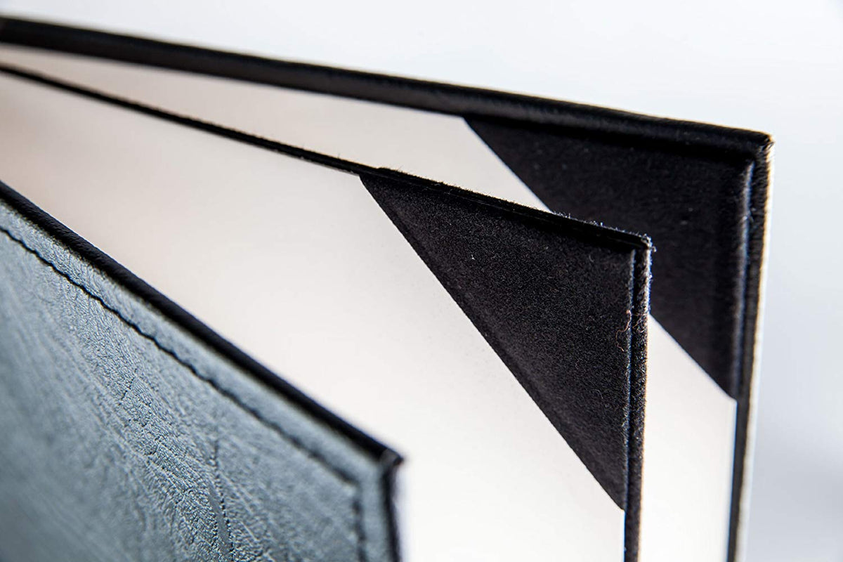 Leather Menu Cover 4 pages : Black