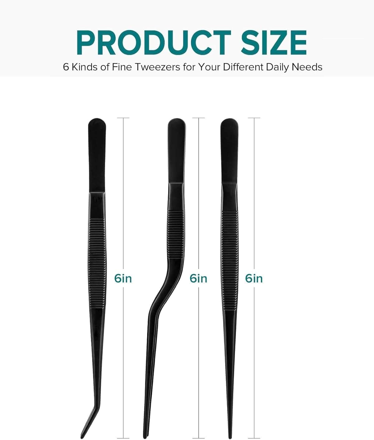 Divris 3 Pcs Kitchen Tweezers Tongs, 6.3" Stainless Steel Fine Tweezers Set, Professional Food Tweezers Tongs for Cooking, Baking, Repairing, Pet Feeding : 50 Sets Pack