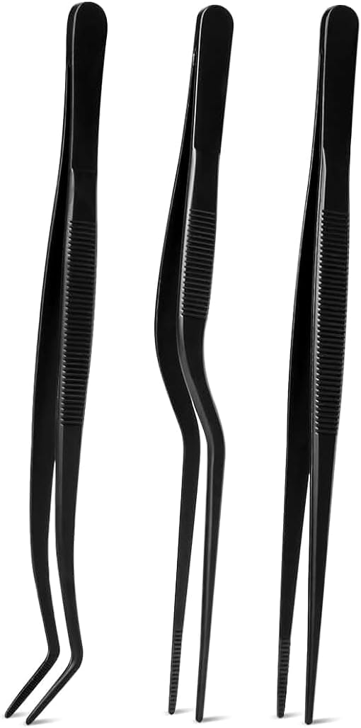 Divris 3 Pcs Kitchen Tweezers Tongs, 6.3" Stainless Steel Fine Tweezers Set, Professional Food Tweezers Tongs for Cooking, Baking, Repairing, Pet Feeding : 50 Sets Pack