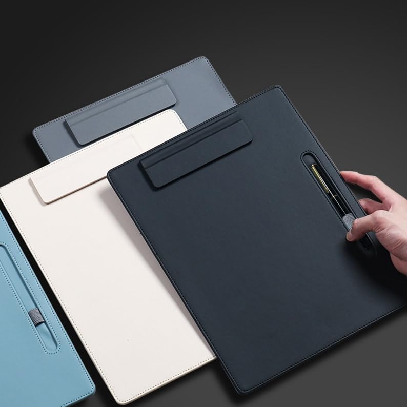 A4 Ultra Smooth PU Leather Heavy Duty Clipboard, Business Meeting Conference Magnetic Writing Pad, A4 File Paper Clip Board Pad, Hotel Guest Room Paper Holder Hardboard with Pen Holder Loop