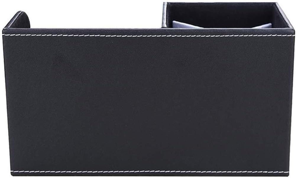 Desk Organiser Office Supplies Caddy PU Leather Multi-function Storage Box Pen/Pencil,Cell phone, Business Name Cards Remote Control Holder with Small Drawer Black