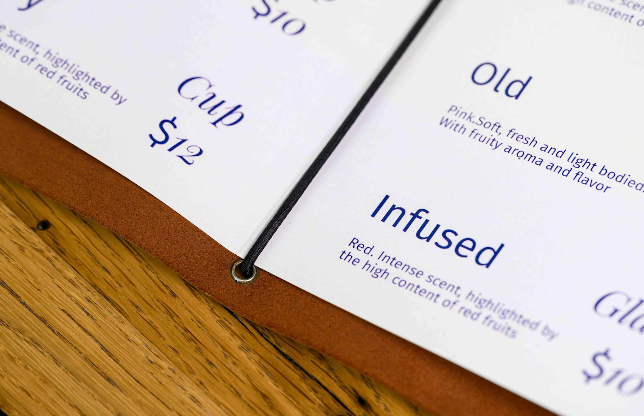 Wine List Folder Premium PU Leather Menu Cover for Bar and Cafe, Restaurant Menu Covers, Juice and Beverage Folder String fitting