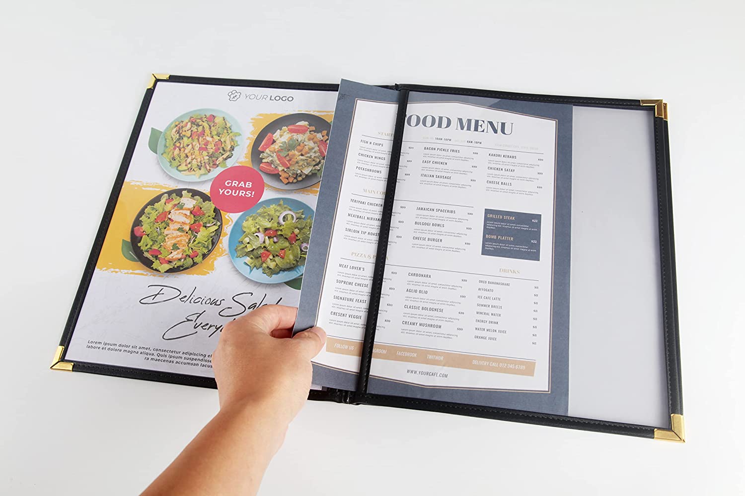 Divris PVC Restaurant Menu Cover, Menu Holder, Cafe Bar Beverage Menu Folder, Clear PVC Menu Folder: 6 View