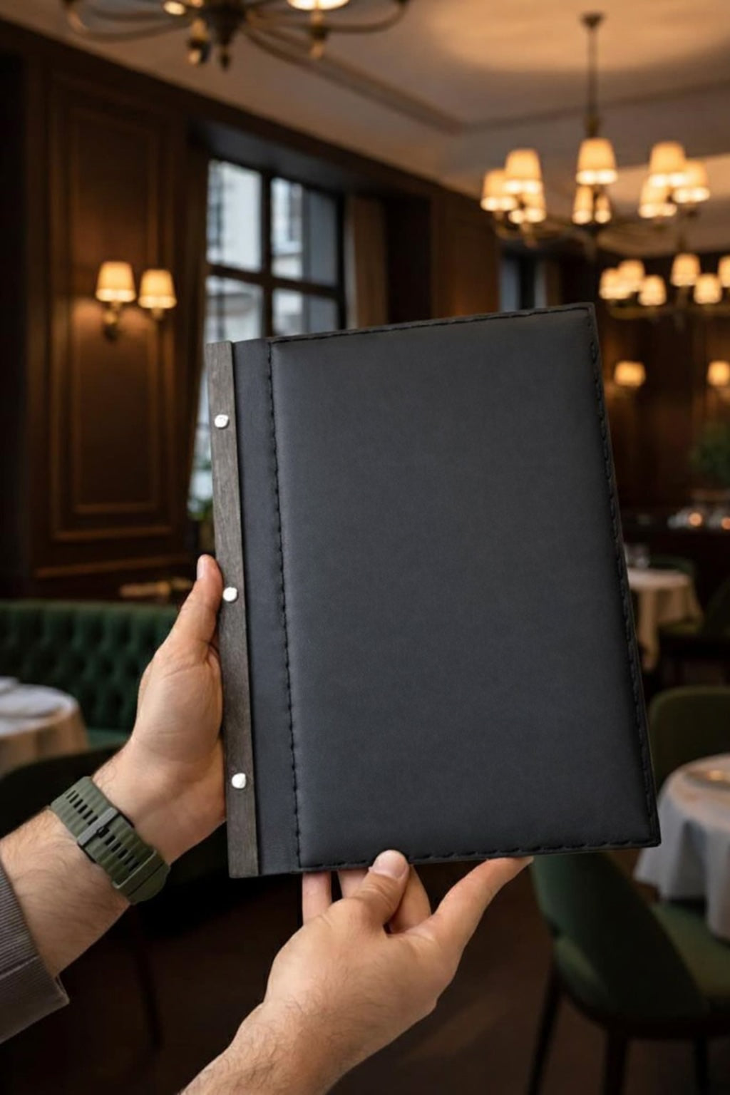 Premium Leather Menu Cover – Professional Restaurant, Hotel & Café Menu Folder for Food, Drink & Wine Lists: A4
