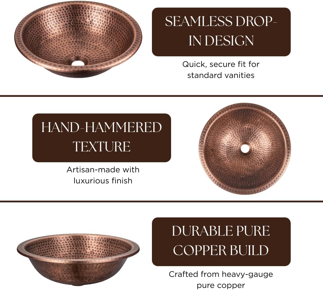 Antique Copper Round Basin - 5 Pcs Set
