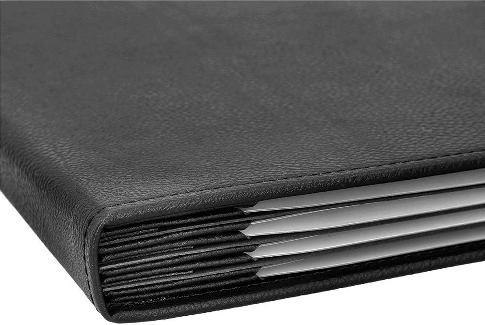 Restaurant Leather Menu Covers Folder 9x12" Inches, 7 panel 12 view folder: Black