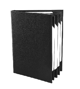 Restaurant Leather Menu Covers Folder 9x12" Inches, 7 panel 12 view folder: Black