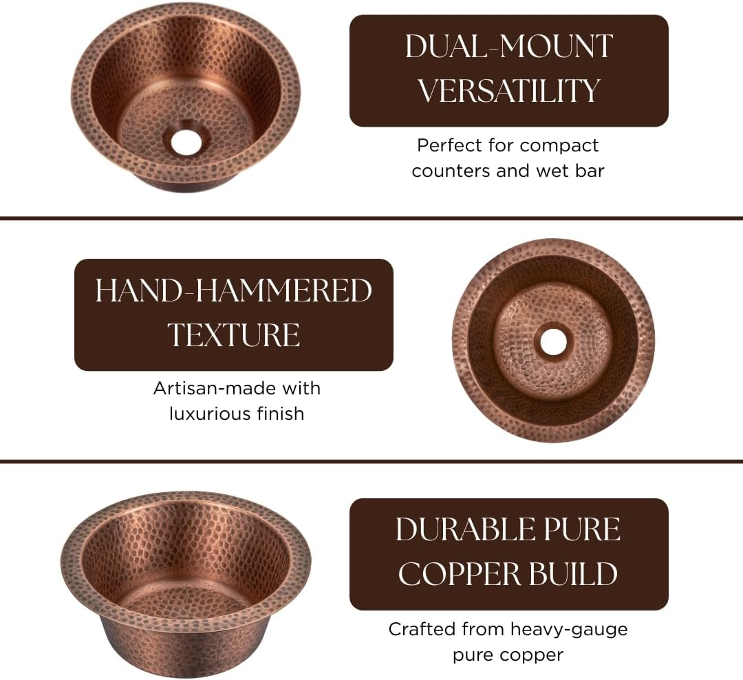 Antique Copper Round Basin - 5 Pcs Set