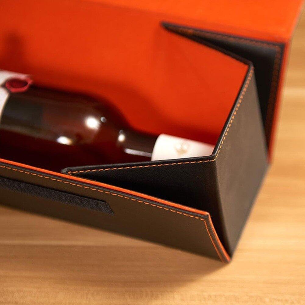 Wine Gift Box Foldable Pu Leather Wine Bottle Holder Storage Case Bottle Gift Storage Bags for Christmas Birthday Party Business Gift