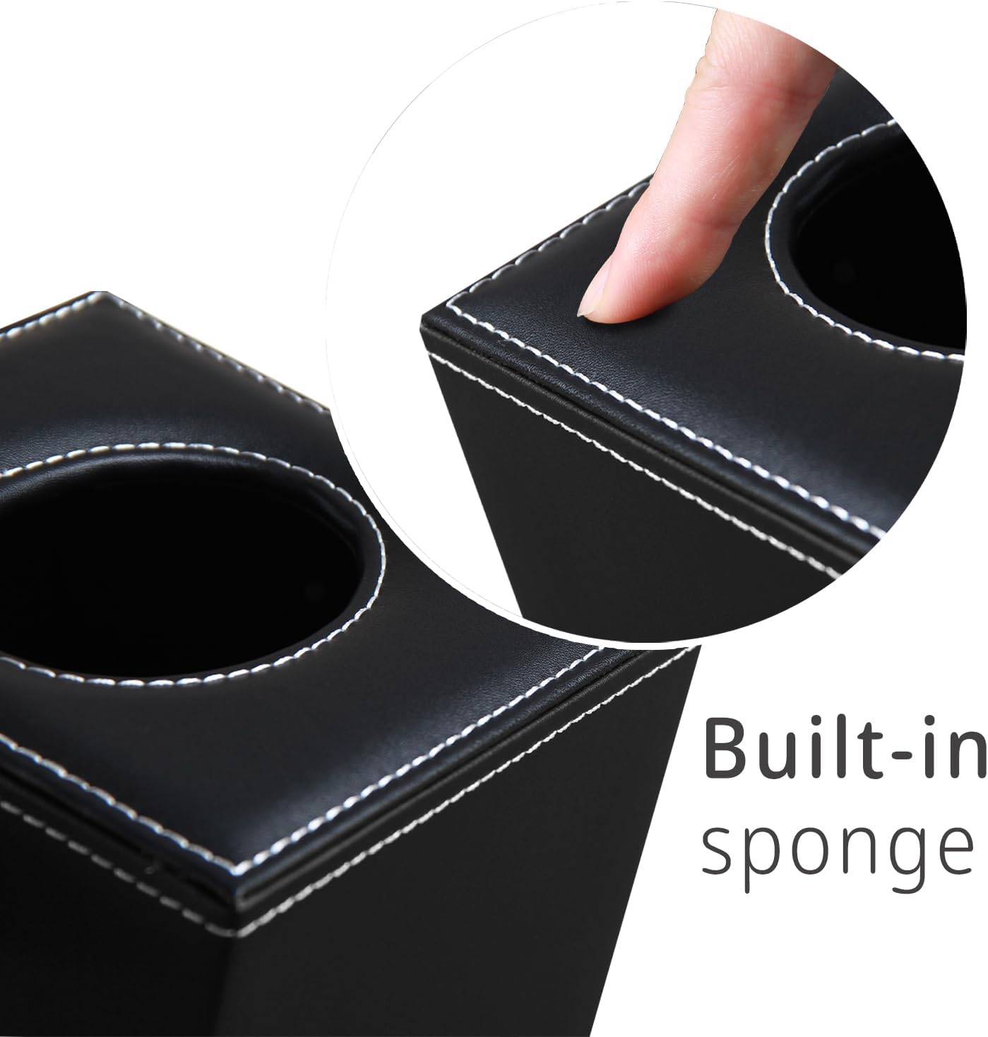 Tissue Box Cover Square PU Leather Facial Tissue Box Holder for Dresser Bathroom Decor