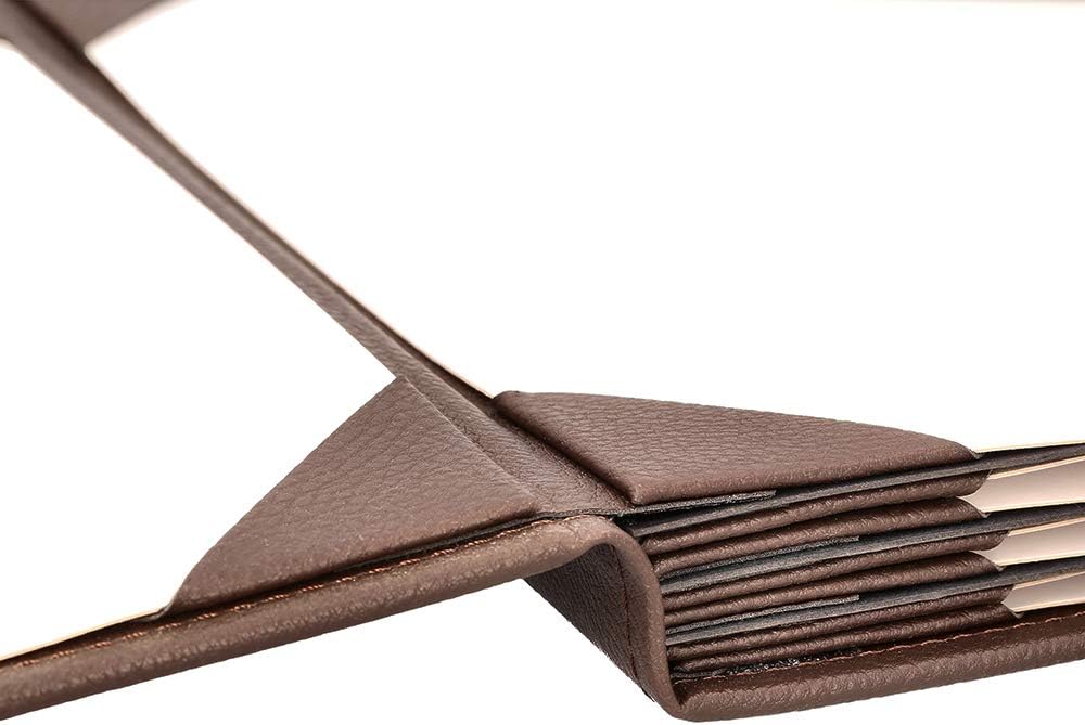 Restaurant Leather Menu Covers Folder 9x12" Inches, 7 panel 12 view folder: Brown