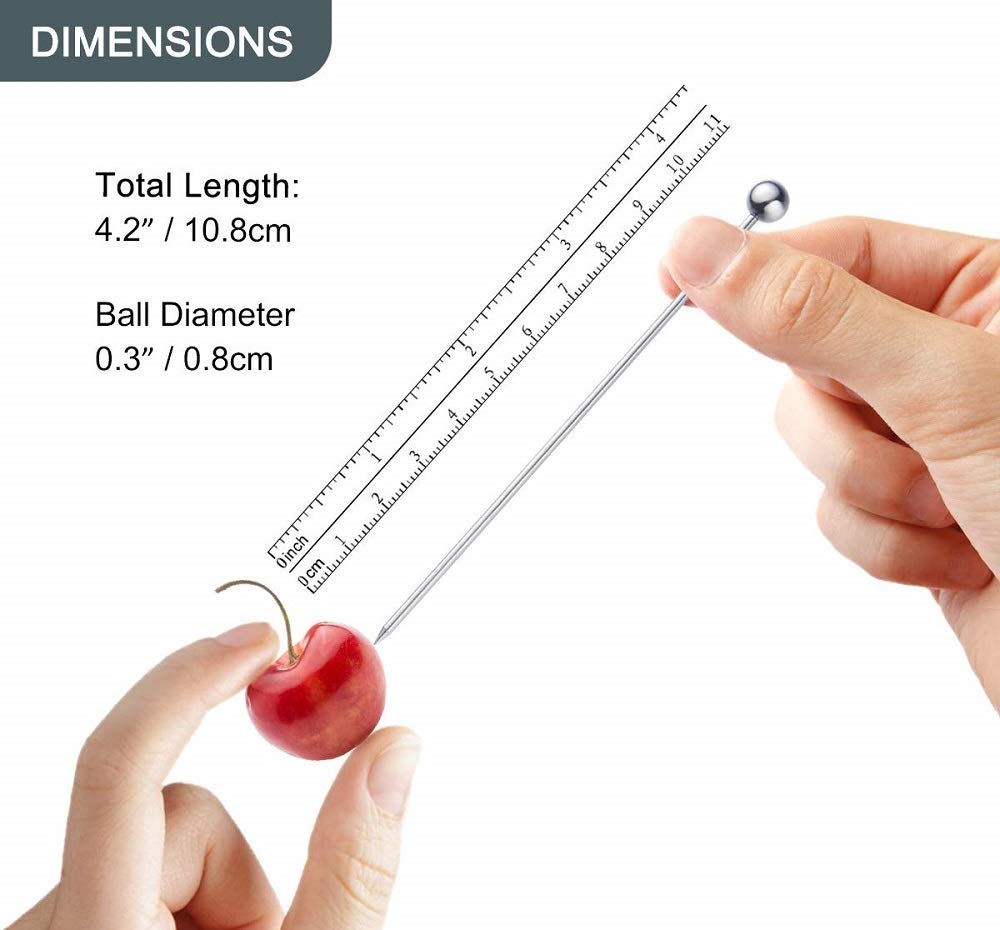 Cocktail Picks 304 Stainless Steel Martini Olive Skewers Reusable Sticks Starter Toothpicks Fruit Stick, Perfect for Party Home